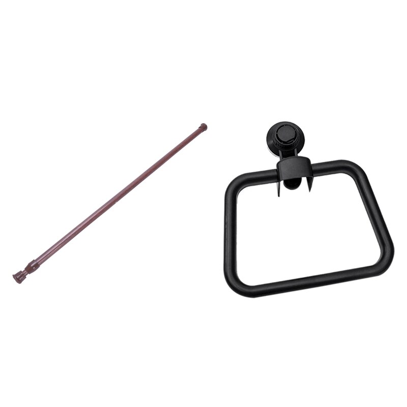 Extendable Telescopic Spring Loaded Net Voile Tension Curtain Rail Pole Rods & Towel Ring Vacuum Strong Suction Cup: Default Title