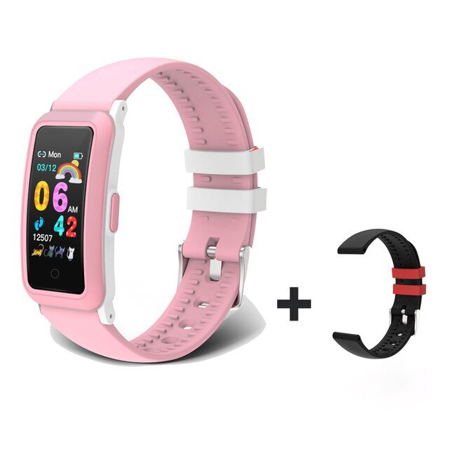 BingoFit FT907 Kids Smart Wristbands Waterproof IP68 Heart Rate Blood Pressure Tracker Sports SmartWatch Take Medicine Reminder: Pink With Gift