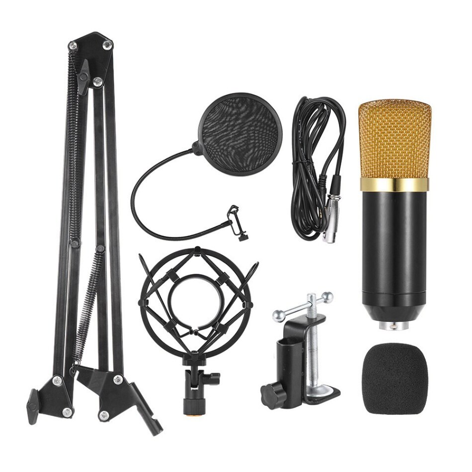 Professionele Broadcasting Studio Recording Condensator Microfoon Mic Kit Met Shock Mount Verstelbare Suspension Scissor Arm Stand: Black