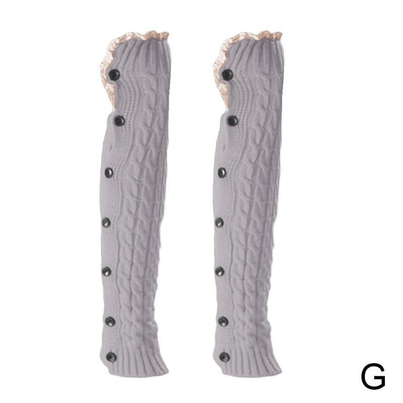 Mallas cálidas con botón de encaje para mujer, calentador de pies, cubiertas de botas, medias cálidas de punto para otoño e invierno, N2X6