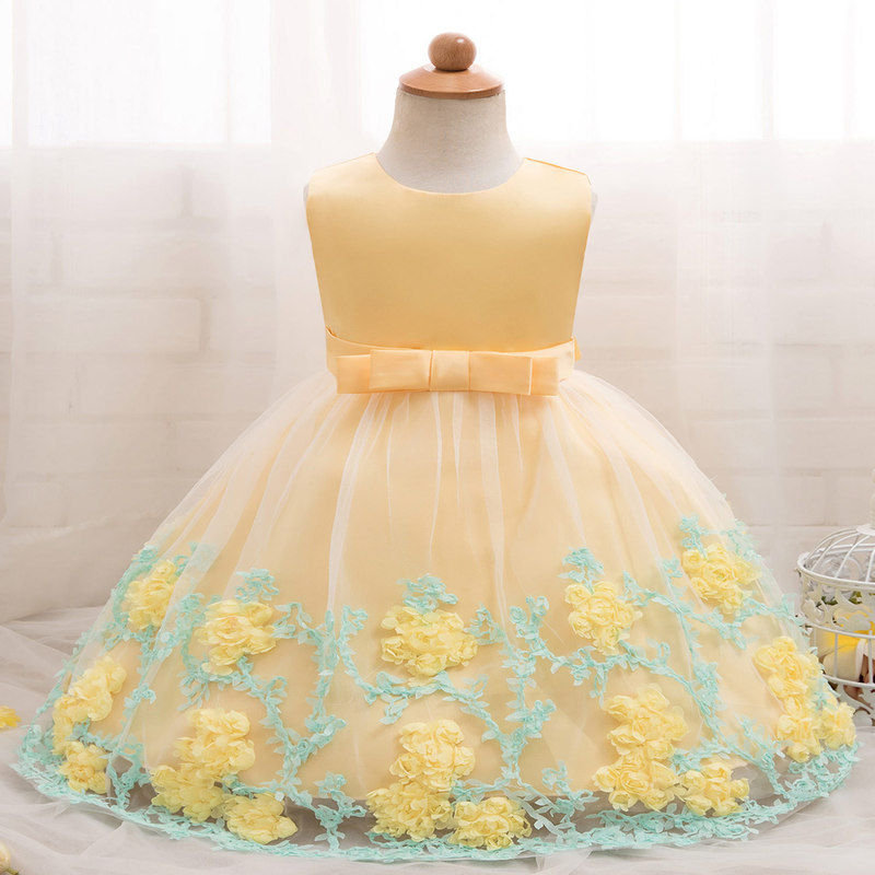 ¡Novedad de ! vestido Lolita para cumpleaños de bebé, vestido de princesa para niña, disfraz sin mangas con encaje, bordado de flores, ropa Formal