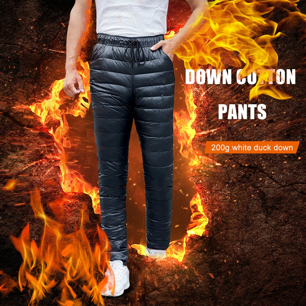 Winter Down Pants Outdoor Camping Skiing Pants Thicken Waterproof Trousers S-5XL Men Women Down Pants