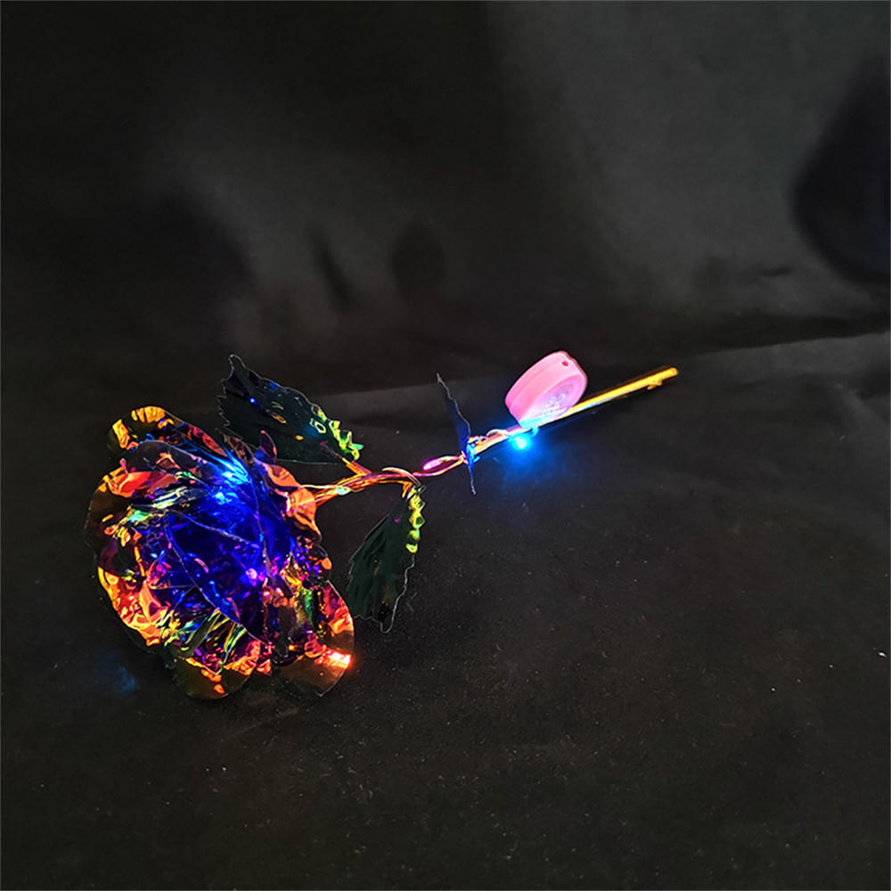 1Pc Valentine's Day 24K Aluminum Foil Rose Gold Rose Lasting Eternal Love Wedding Decoration Lover Lighting Rose