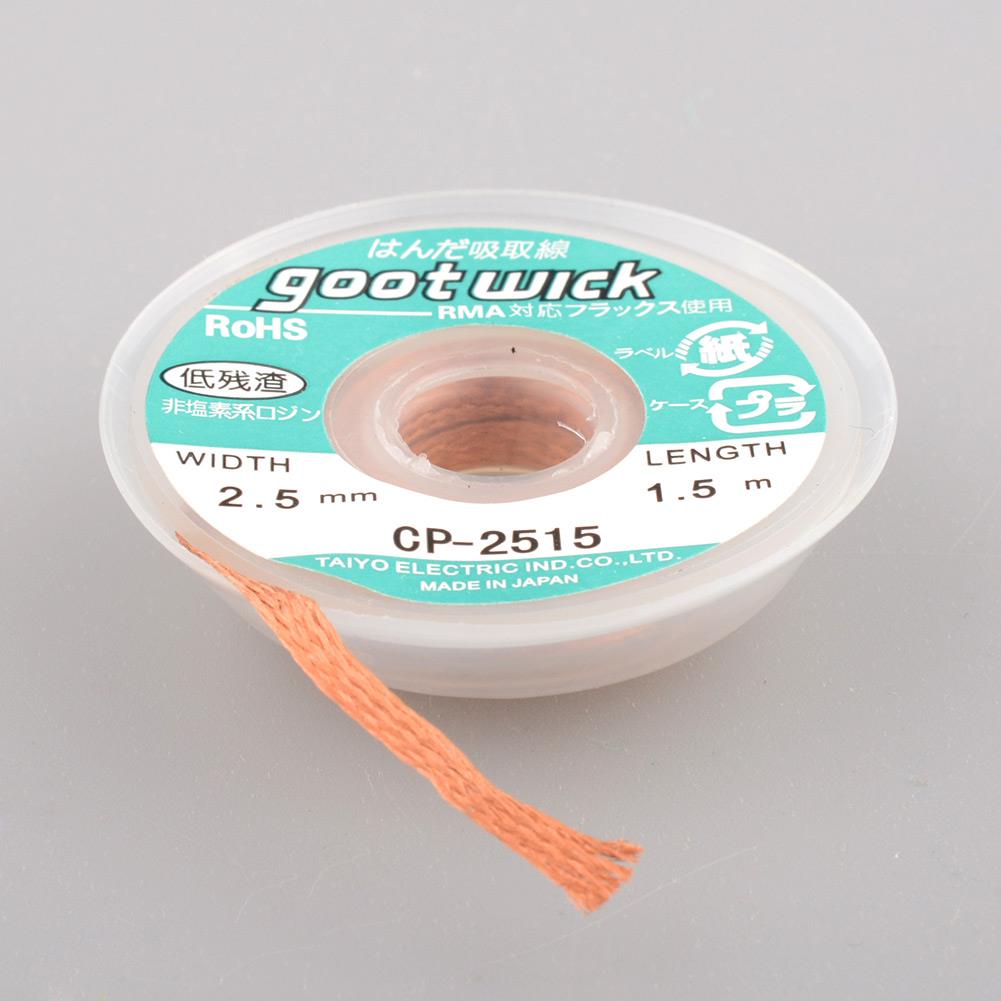 Suction Line Desoldering Wire 1PCS 2.5mm Remover 1.5m Wicks Solder Tin Soldering Residue Tin CP-2515 Braid BGA
