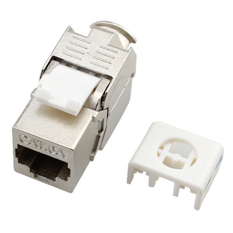 Network Cat6A Toolless Keystone Jack Module Full Shielded RJ45 Socket to LSA Toolfree Termination