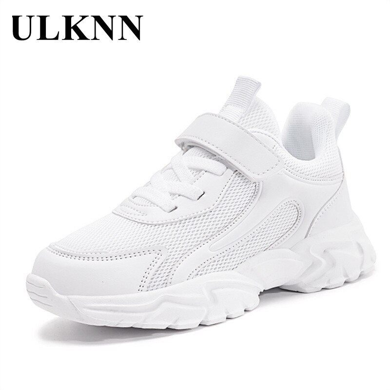 ULKNN Kinder Weichen sohlen Leder Schuhe Mesh Sport Schuhe Jungen Atmungsaktive Skids Studenten Outdoor-Sport Mädchen Weiß eva