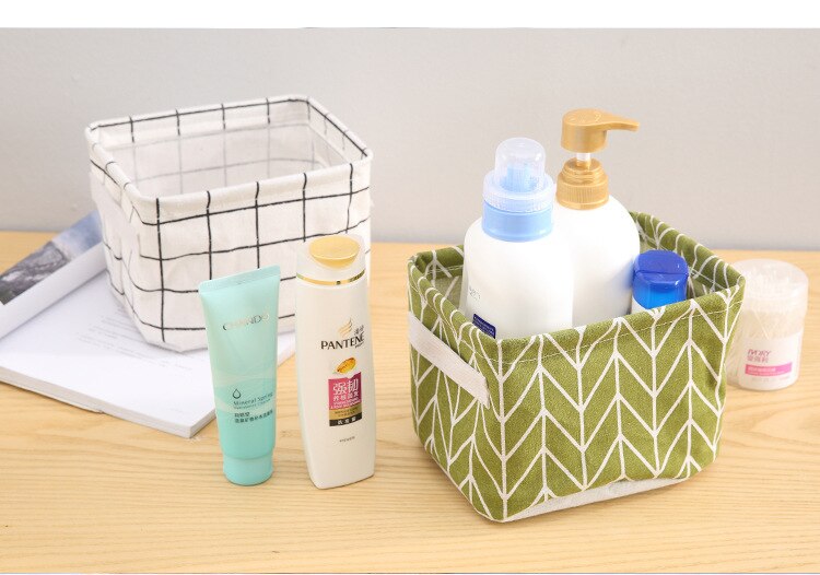 Linen Waterproof storage basket Table top Foldable storage box cosmetics sundries clothing fabric storage basket toy storage