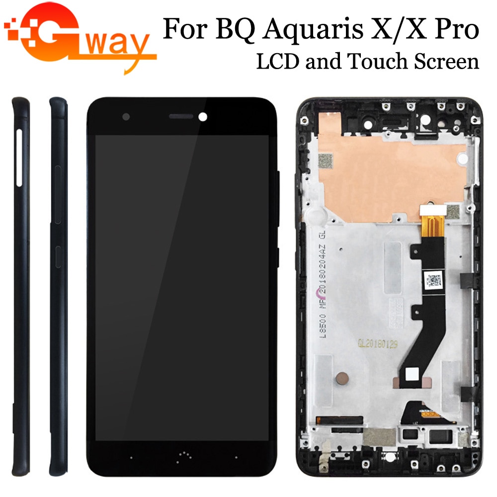 Nuevas existencias LCD de para BQ Aquaris X Pro, Digitalizador de pantalla táctil con marco, para BQ Aquaris X / X Pro