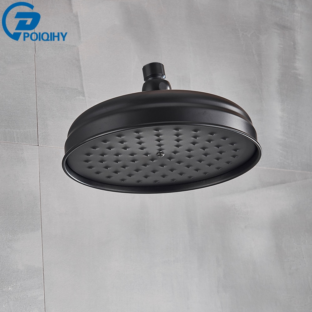 Poiqihy Messing Golden Regendouche Douchekraan Hoofd Badkamer Vervangen Regen Douchekop Antieke Messing Douchekop Accessoire: Matte Black C