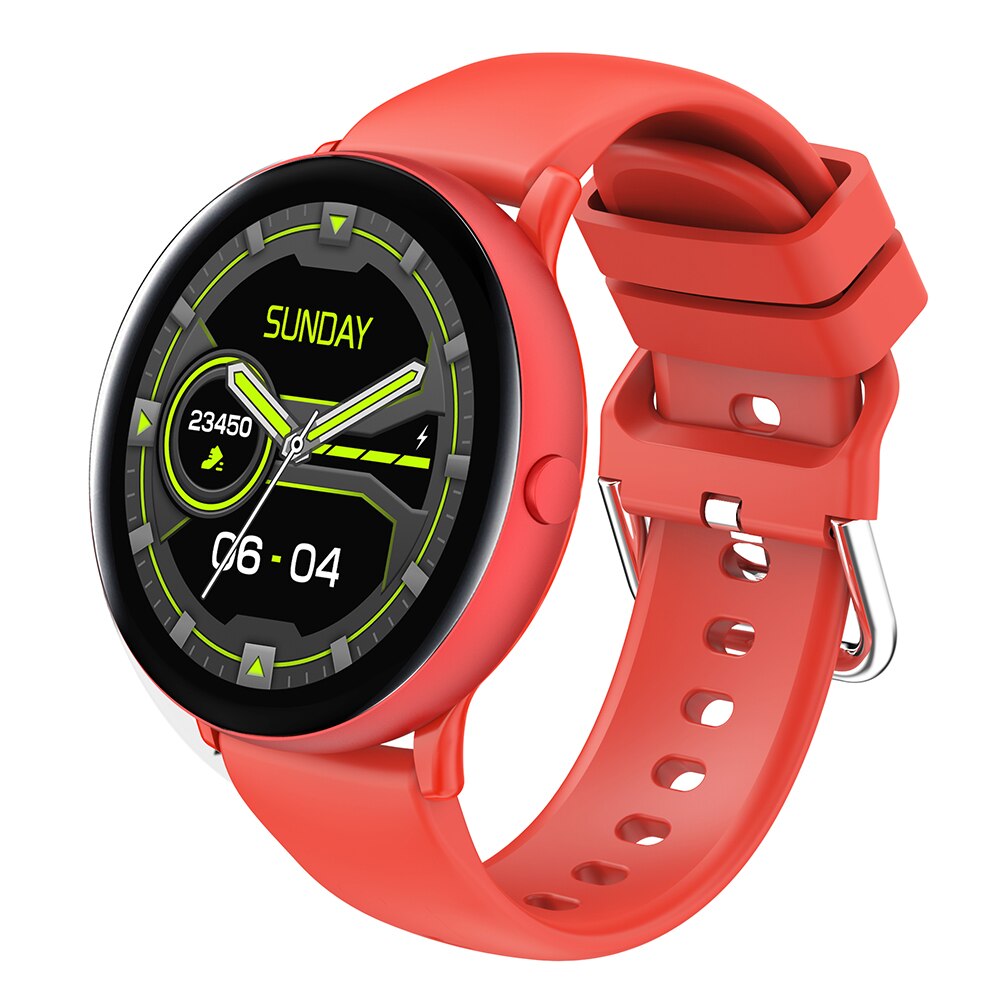 LEMFO Smartwatch Women - 1.09" Screen - Body Temp & Heart Rate Monitor - For Android/iOS - Multi Language: Red