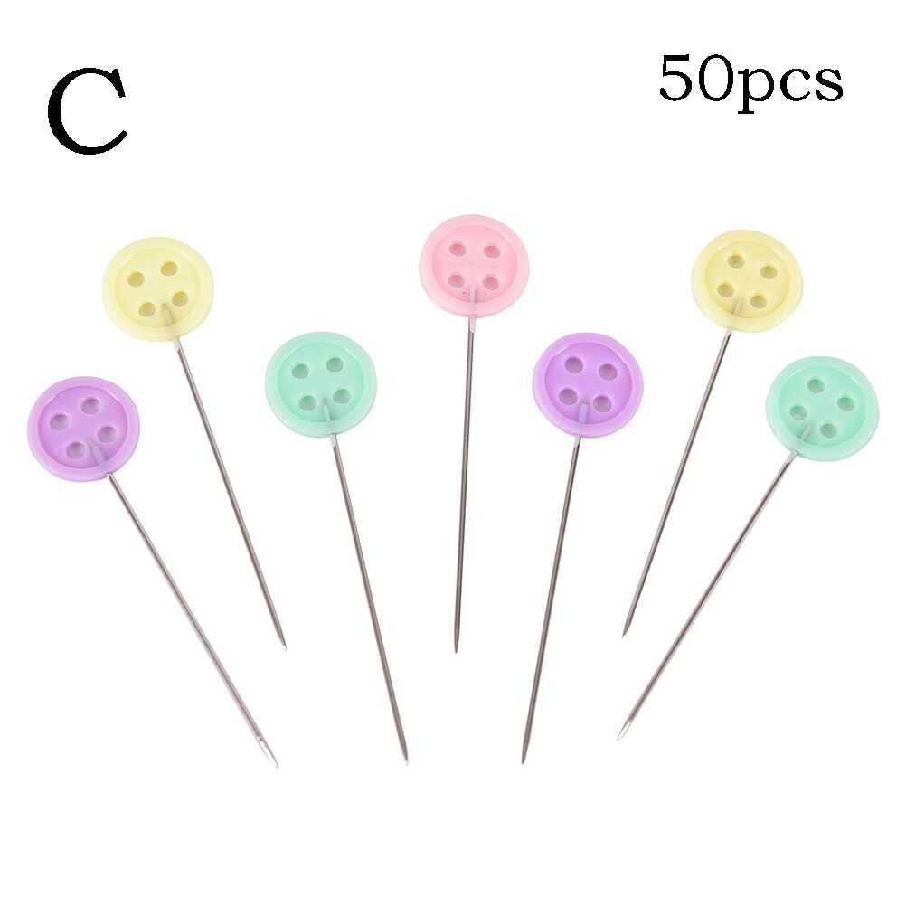 50pcs Patchwork Needle Craft Flower Button Head Pins Embroidery Pins For Diy Quilting Tool Sewing Accessories: C