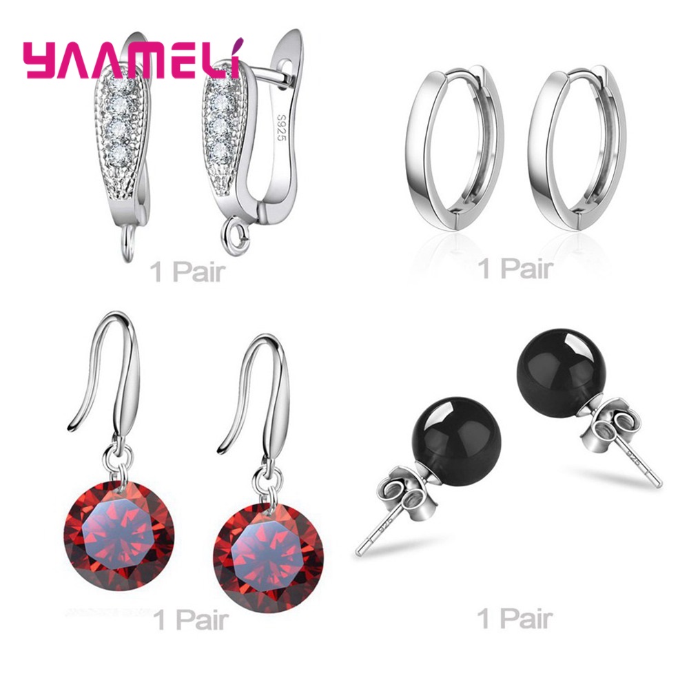 Trendy Vrouwen Oorbellen Echt 925 Sterling Zilver Natuurlijke Kristal Parel Party Accessoires 4 Paar Gemengde Sieraden