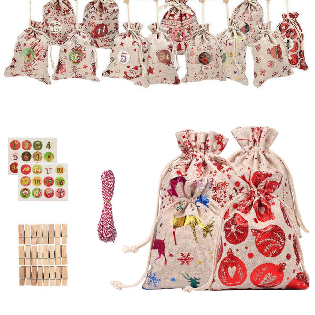 1 24 Advent Calendar Christmas Candy Bag Pattern C Grandado