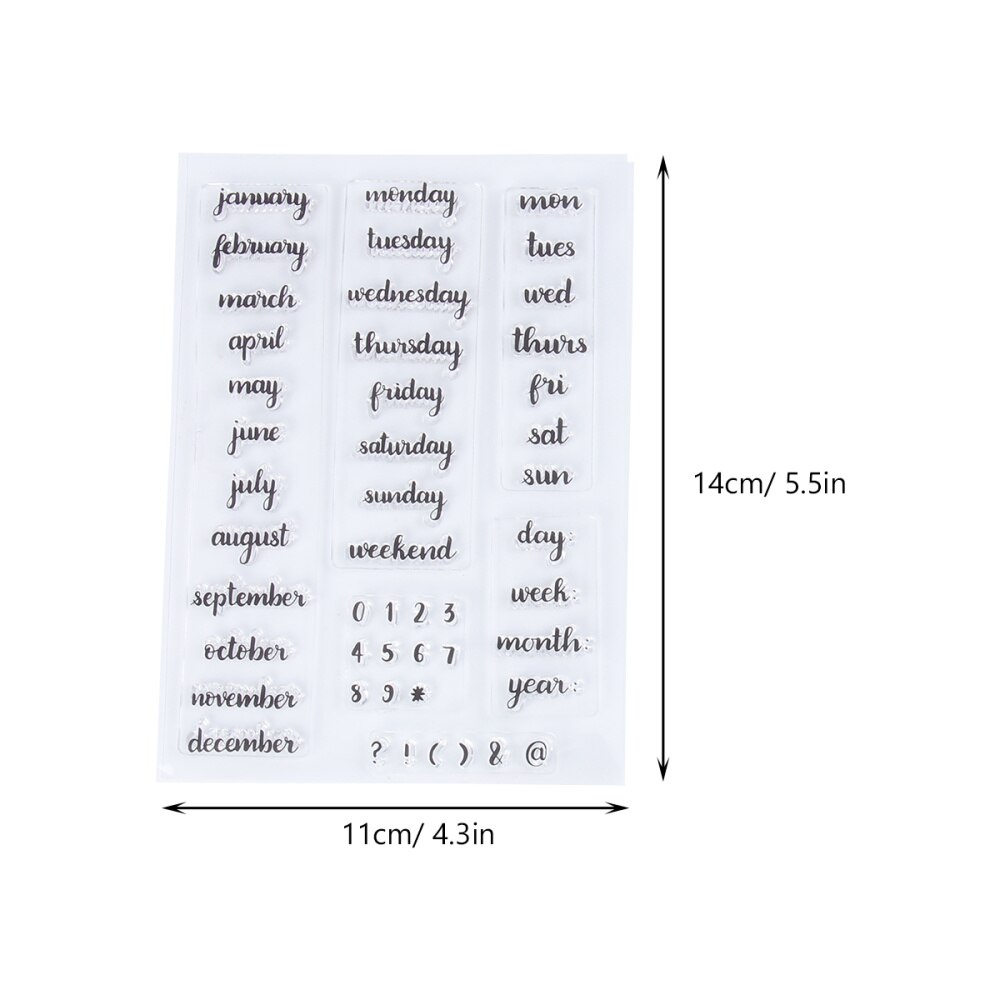 2 Pcs Calendar Stamp Sheets Transparent Clear TPR Seal Decorative Letter Stamps for DIY Scrapbooking Craft Photo Album Di