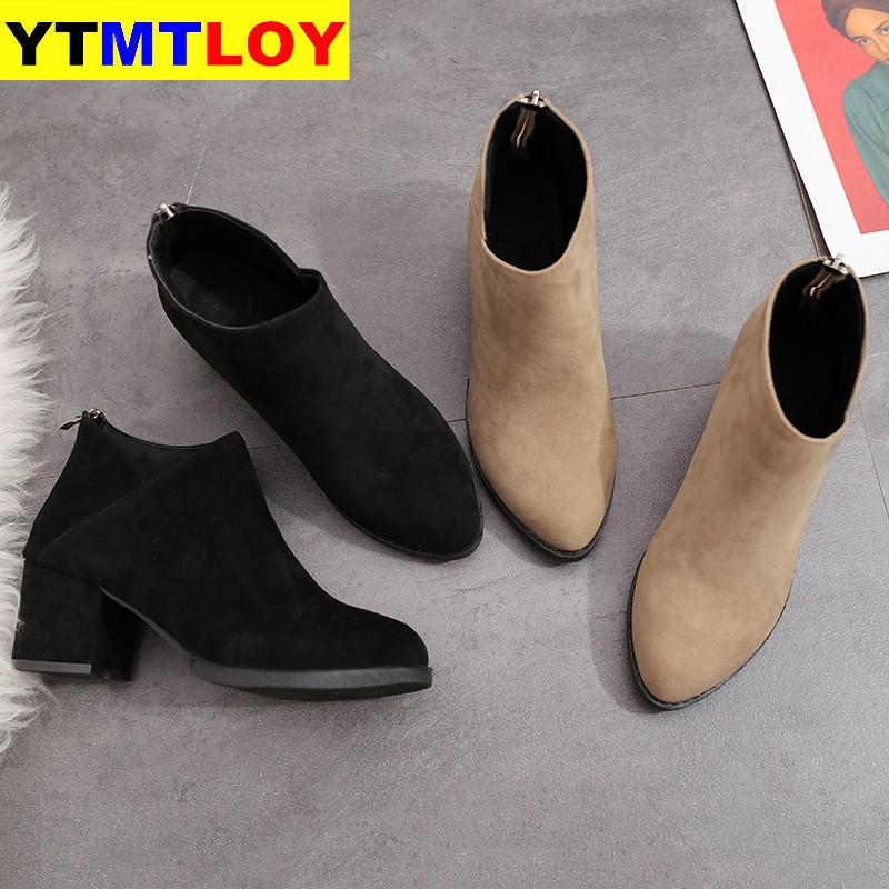 Vrouwen Mode Bruin Herfst & Winter Enkellaarsjes Lady Casual Straat Enkel Laarzen Vrouwelijke Koel Laarzen Botas Femininas