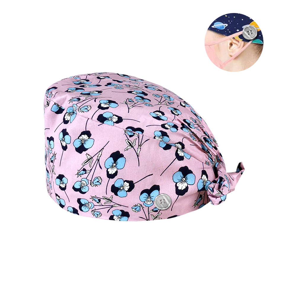 HC2K12018wholesale Buttons scrub hat Unisex sweat-absorbent Pet grooming caps printing Cap Women and Men Cleaning scrub caps: hat12101