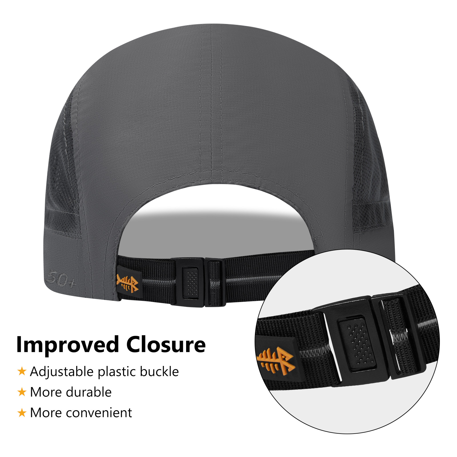 BASSDASH Gorra de béisbol de pesca plegable UPF 50+ resistente al agua al aire libre sombreros de ala portátiles para mujeres hombres senderismo ajustable