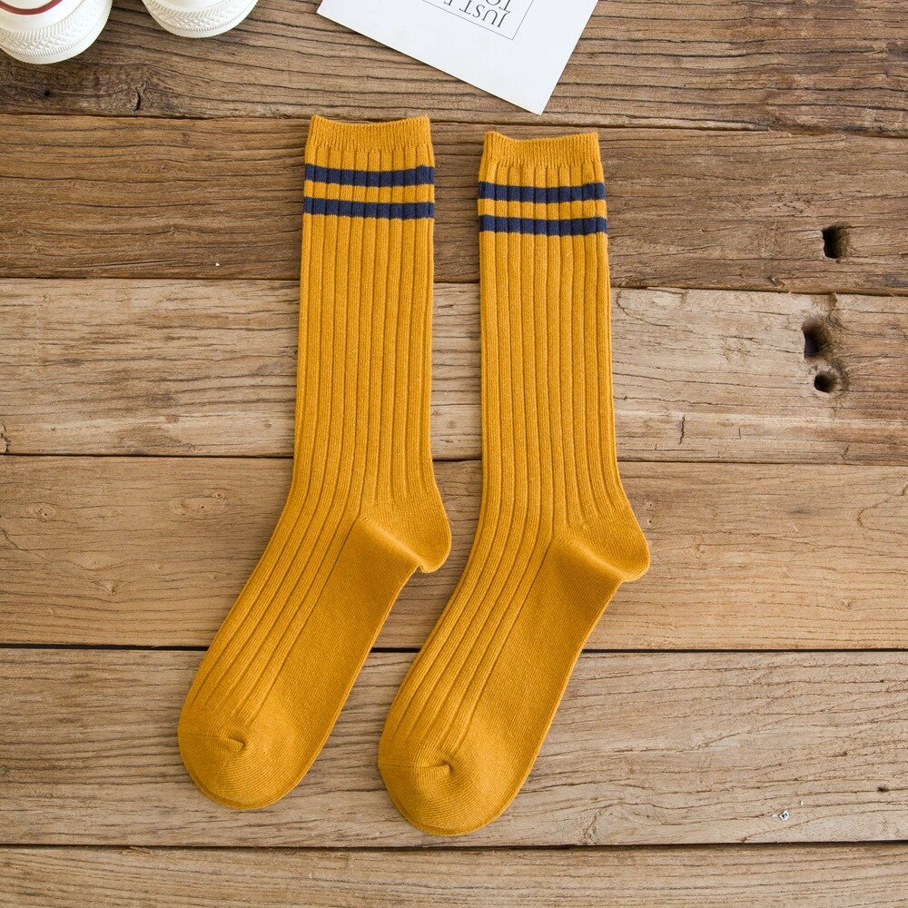 Giapponese Stile Semplice Carino Calzini E Calzettoni Donna di sport del Cotone Mucchio Calzini E Calzettoni Confortevole e Traspirante Strisce Verticali Calcetine Mujer 0503: 10