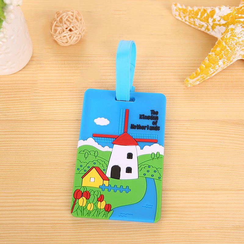 Lovely Cartoon Animal Giraffe Luggage Tag Travel Accessories Silica Gel Suitcase ID Address Label Baggage Name Tags: Q
