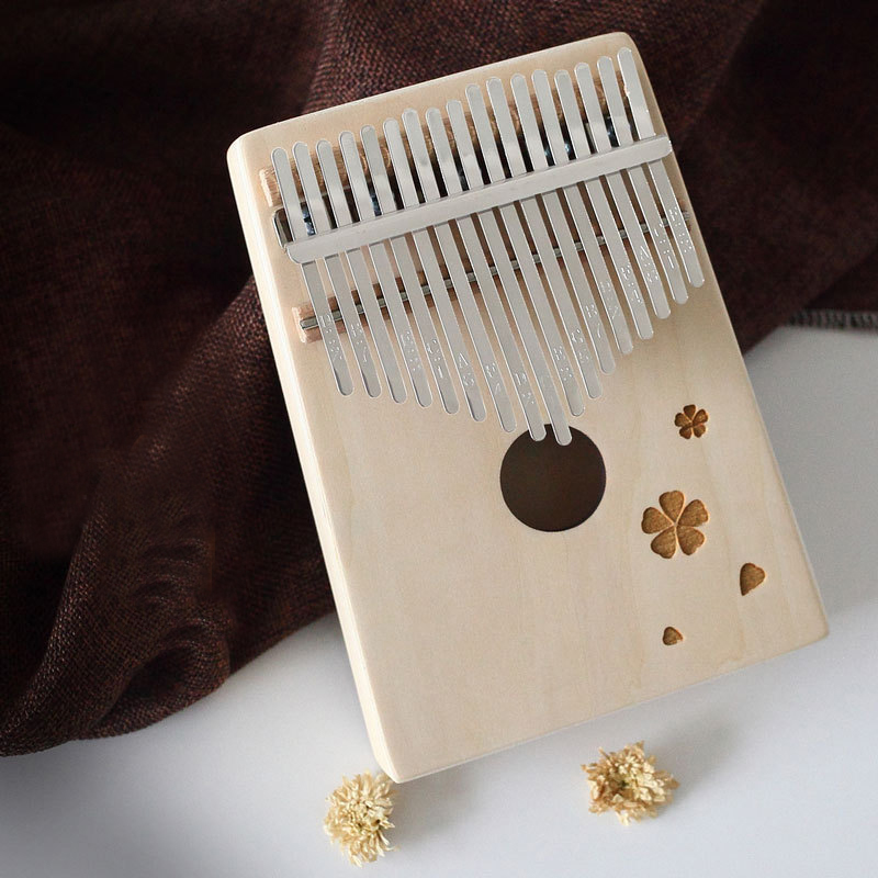 Kalimba, 17 teclas, instrumento Musical africano, Picea Asperata, Piano de pulgar de madera sólida, Kalimba con libro de aprendizaje, Tune Hammer: Blanco