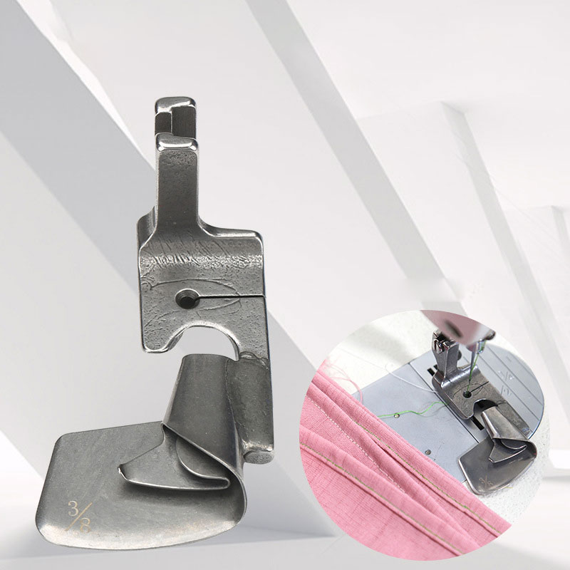 Industrial Sewing Machine Curved Hemming Foot All-steel Hem Pull Tube Silk Chiffon Skirt Crimping Device Hemming Foot