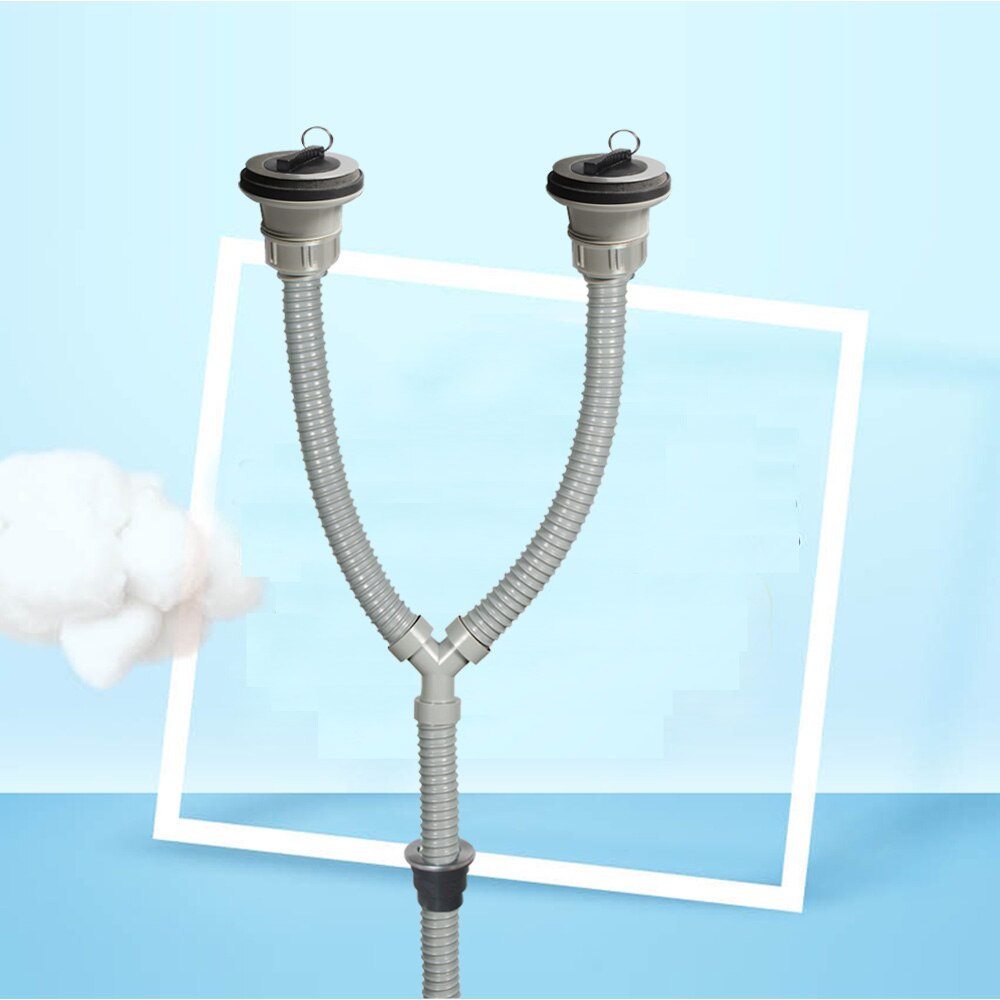 Talea Double sink laundry Drain kit Strainer Basket Drain Set with Drain Pipes Strainer Y type hose Plastic Flexible Flume