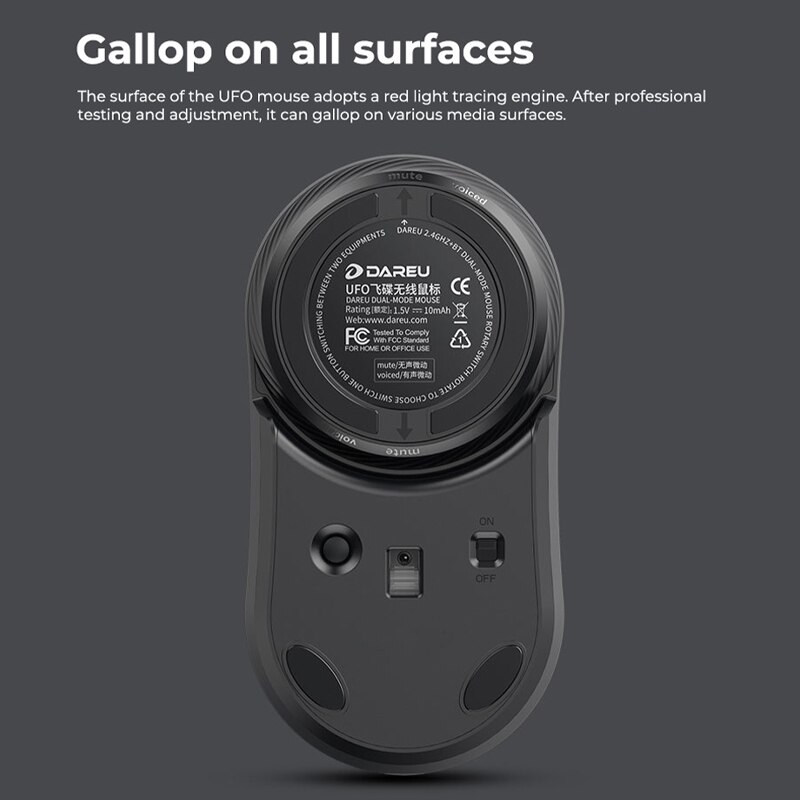 DAREU Bluetooth Wireless Mouse BT 2.4Ghz Dual Mode Mini Mute Mice with Silent Rotary Switch For PC Steam Computer