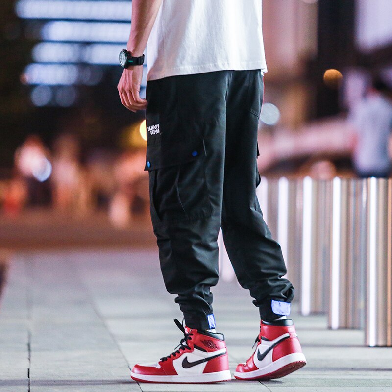 YASUGUOJI spring korean men streetwear pants cargo pants men loose harem pants men ankle banded pants