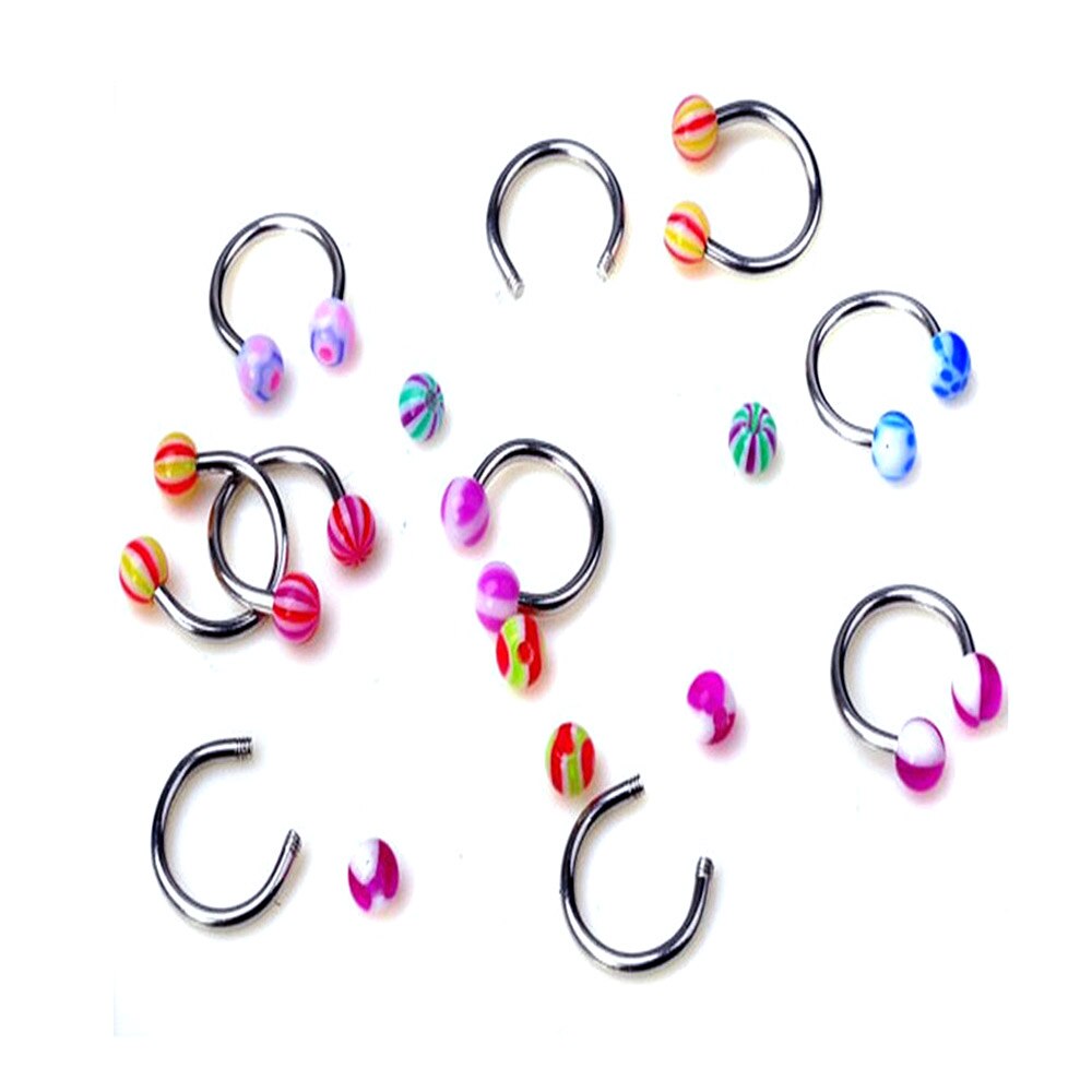 Nose piercing Septum Women Accessories 2pcs/set Steel Spike&Ball Horseshoe Piercing Circular Barbell Nose Hoop Ring Body Jewelry