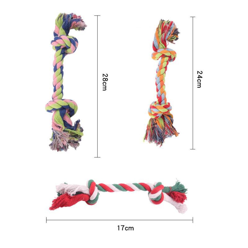 Cuerda de algodón de 18cm para mascota, Juguete para perro, cachorro, gato, nudo masticable, duradera, trenzada, hueso, Limpieza de dientes, Molar, suministros para mascotas (Color aleatorio)