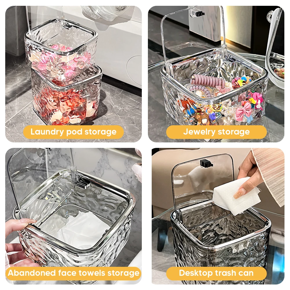 Laundry Pods Container Clear Storage Box For Washing Capsules Dryer Sheets Container Desktop Storage Organizer with Lid