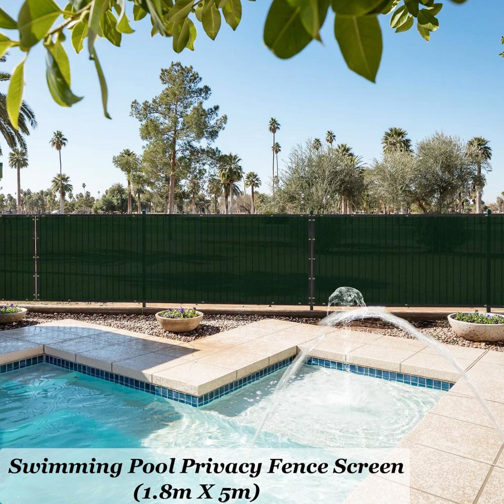 Swimming Pool Fence Privacy Screen,Garden Fence for Privacy,Outdoor Backyard Shade Windscreen Mesh,Cable Zip Ties Include-Green