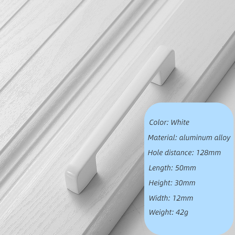 96mm 128mm 160mm 192mm Modern White Aluminum Alloy Cabinet Drawer Knobs Handles Kitchen Wardrobe Pulls Handles for Furniture: 128mm