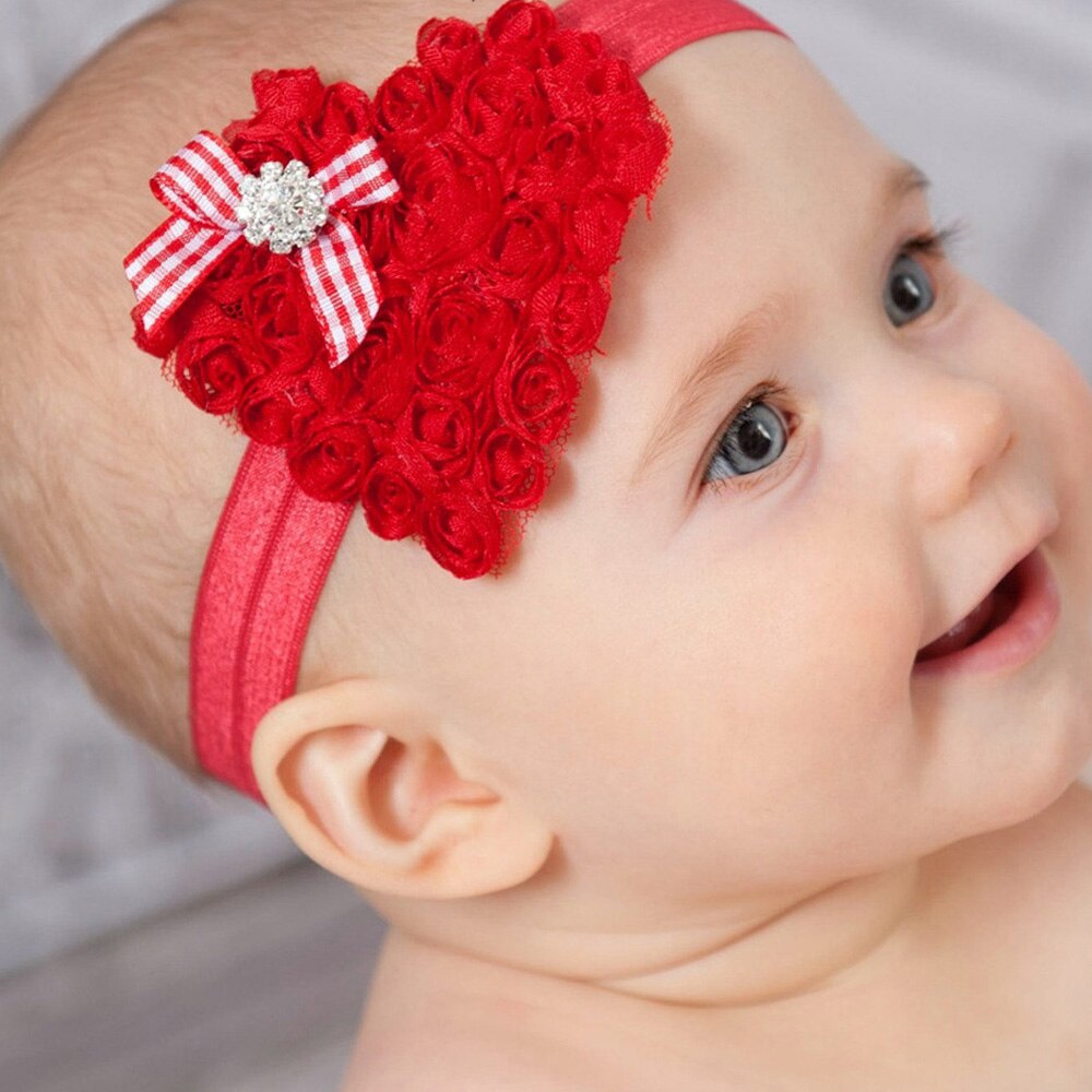 ABDO Small Flowers Elastic Baby Headband For Girls Love Valentine's Day Costume Baby Hair Accessories Girl Hairband