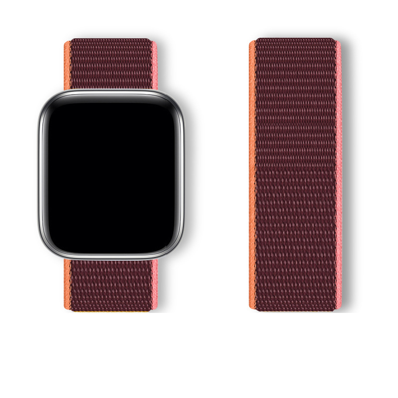 Correa de nailon para Apple Watch Band Ultra 9 8 7 SE 6 5 3 38MM 42MM 40MM 44MM accesorio para reloj inteligente pulsera iWatch serie 45MM 41MM: XS / Ahumado púrpura