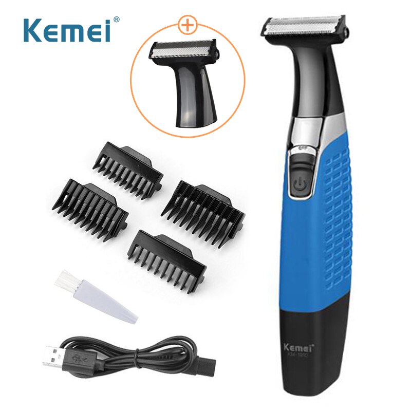 Kemei-Afeitadora eléctrica KM-1910 para hombres, recargable por USB recortador de barba, herramienta de afeitado Facial con una sola hoja, 47D