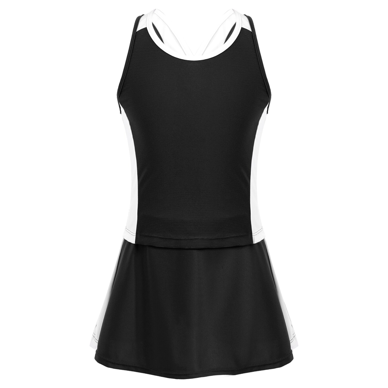 Summer Tennis Sportswear Kids Girls Sport Vest Tops and Skorts Set Casual Sleeveless Sports Suit Teens Badminton Tennis Outfits