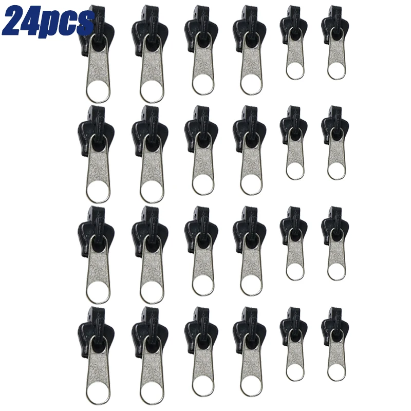 Kit de Réparation de Fermeture Éclair, Universel, Fixation Instantanée, Remplacement, Dents Coulissantes, Sauvetage, , Vêtements de Couture, 3 TAN24/12/6 Pièces: Black