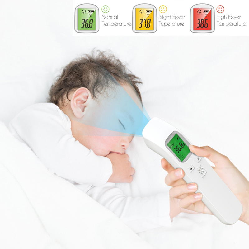 Non contact Infrared Thermometer Digital Forehead Ear Thermometer Body Temperature gun with Fever Alarm and Memory Function