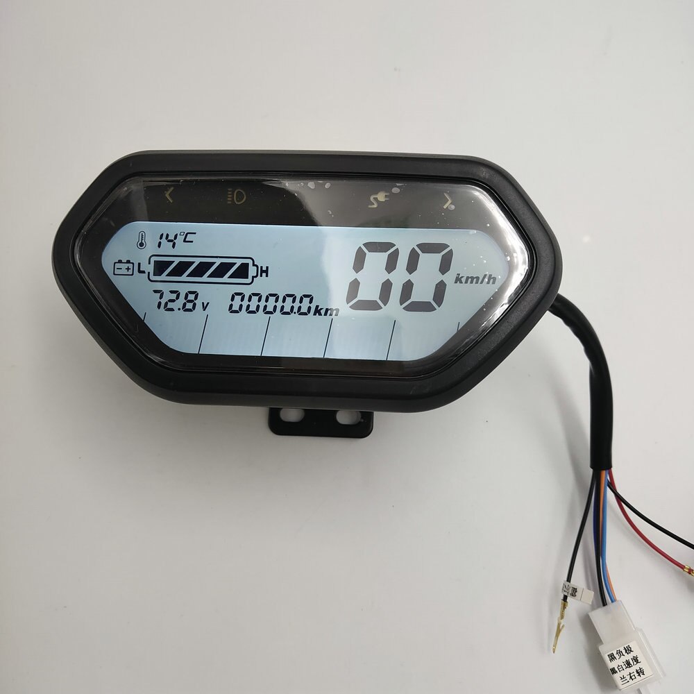 Hastighetsmåler lcd-skjerm 48 v 60 v 72 v 84 v 96 v 120v lys / odo / batterinivåindikator til elektrisk scooter måler sykkel trehjulet dashbord