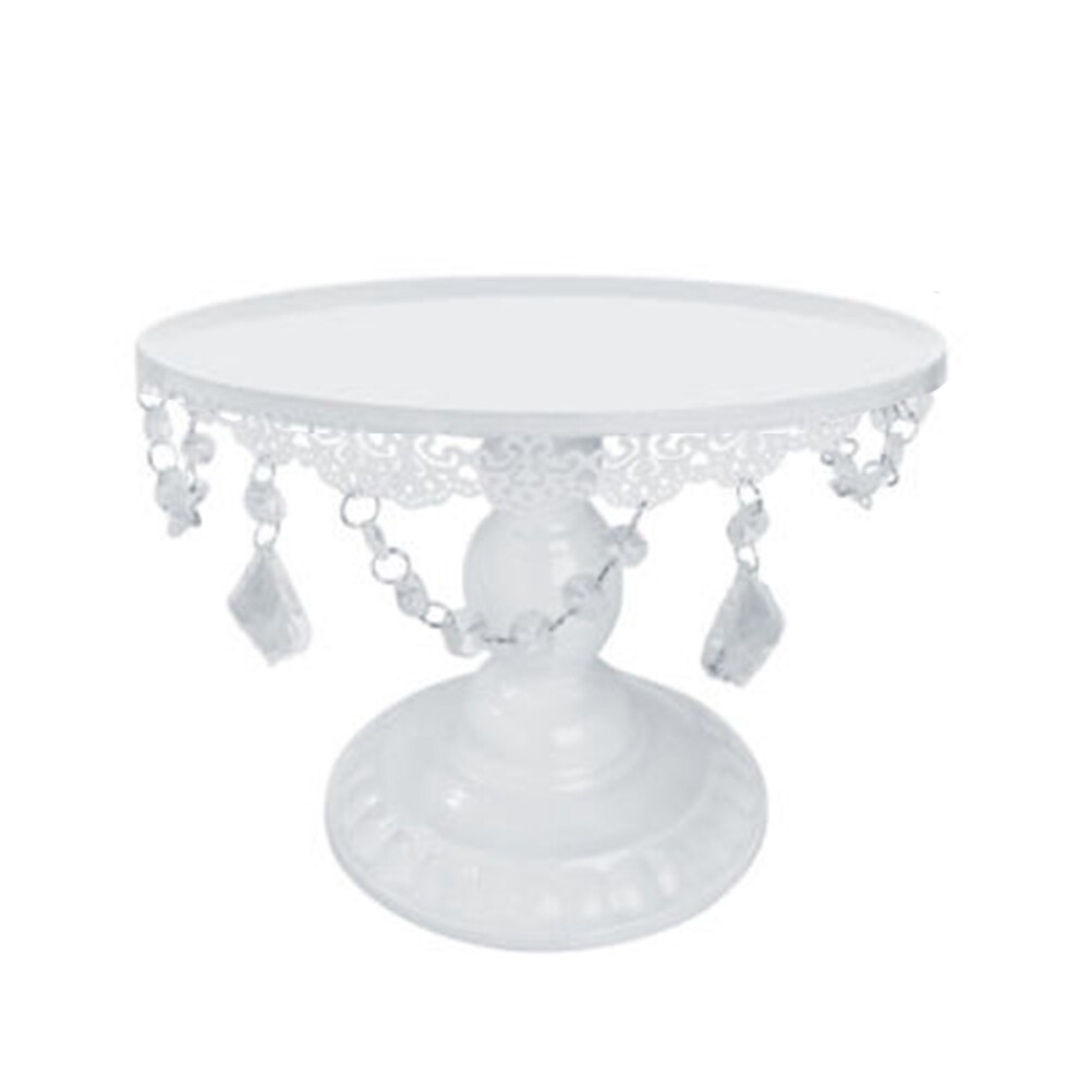 Suministros de decoración de pasteles, cristales, soporte de pastel y Magdalena, soporte de torre, juego de platos de boda, bandeja de decoración de pantalla de Metal redonda para postres y fiestas: L White