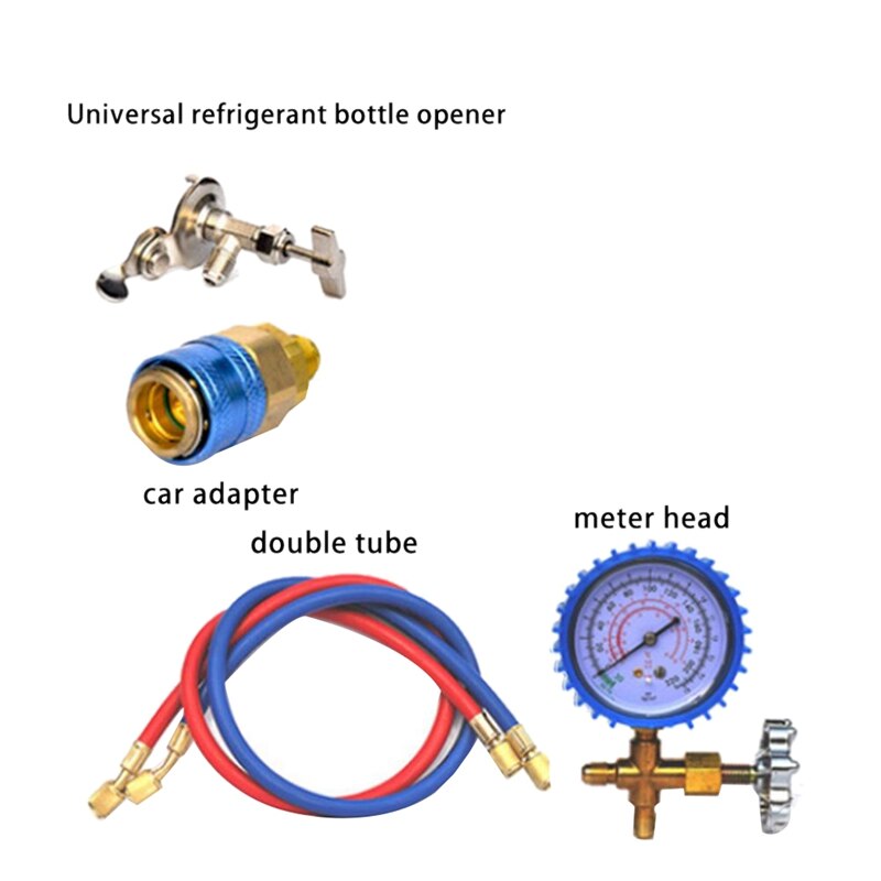 R22, Kit de herramientas de adición de fluoruro de aire acondicionado refrigerante, medidor de Gas fresco común de freón para aire acondicionado de coche