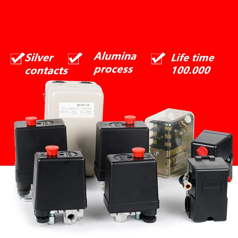 1 Phase 220-240V 5-8kgs 15A 175PSI 12Bar Air Compressor Pressure Switch Control Valve 3Phase 380V 20A