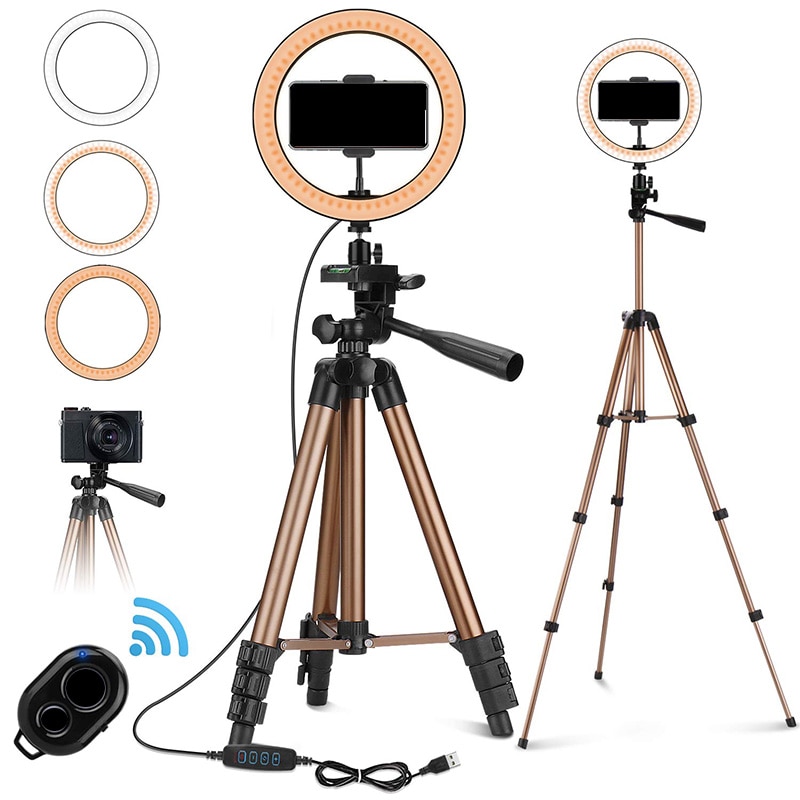 10 Inch Ring Light with Stand - Rovtop LED Camera Selfie Light Ring for phone Tripod and Phone Holder for Video Photography