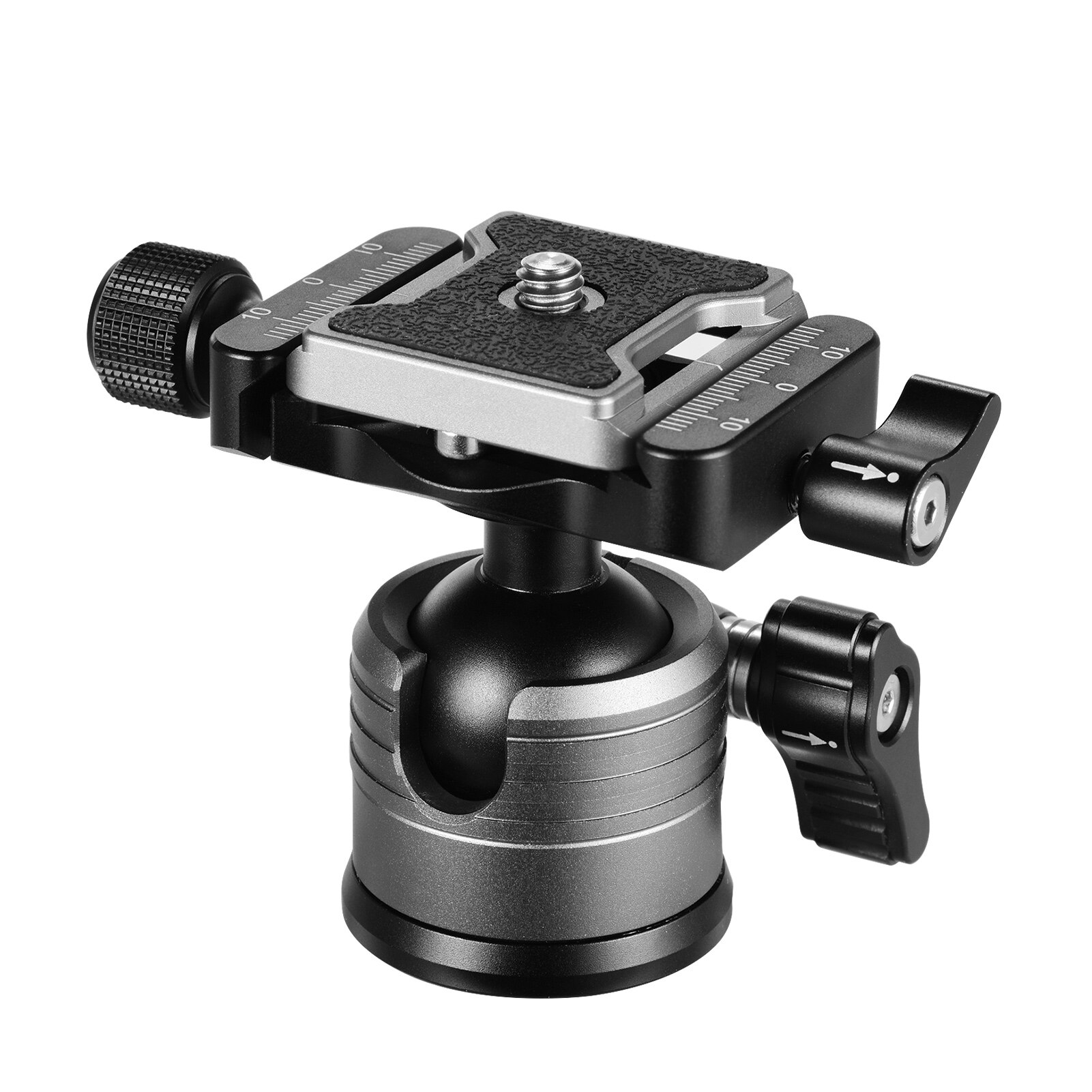 Aluminum Alloy Dual Panoramic Tripod Ball Head U Notch with 1/4 Inch Screw Mount for DSLR ILDC Cameras Max. Load 10kg