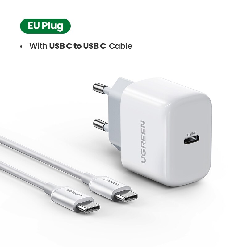 Ugreen PD 20W USB C Charger for iPhone 13 12 11 Pro Max USB Type C Fast Charger Quick Charge 4.0 3.0 for iPad Huawei PD Charger: EU 20W Mini add C-C