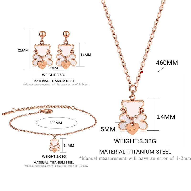 BICUX Stainless Steel White Shell Flower Jewelry Sets For Women Luxury Earrings/Necklace/Bracelet 2022