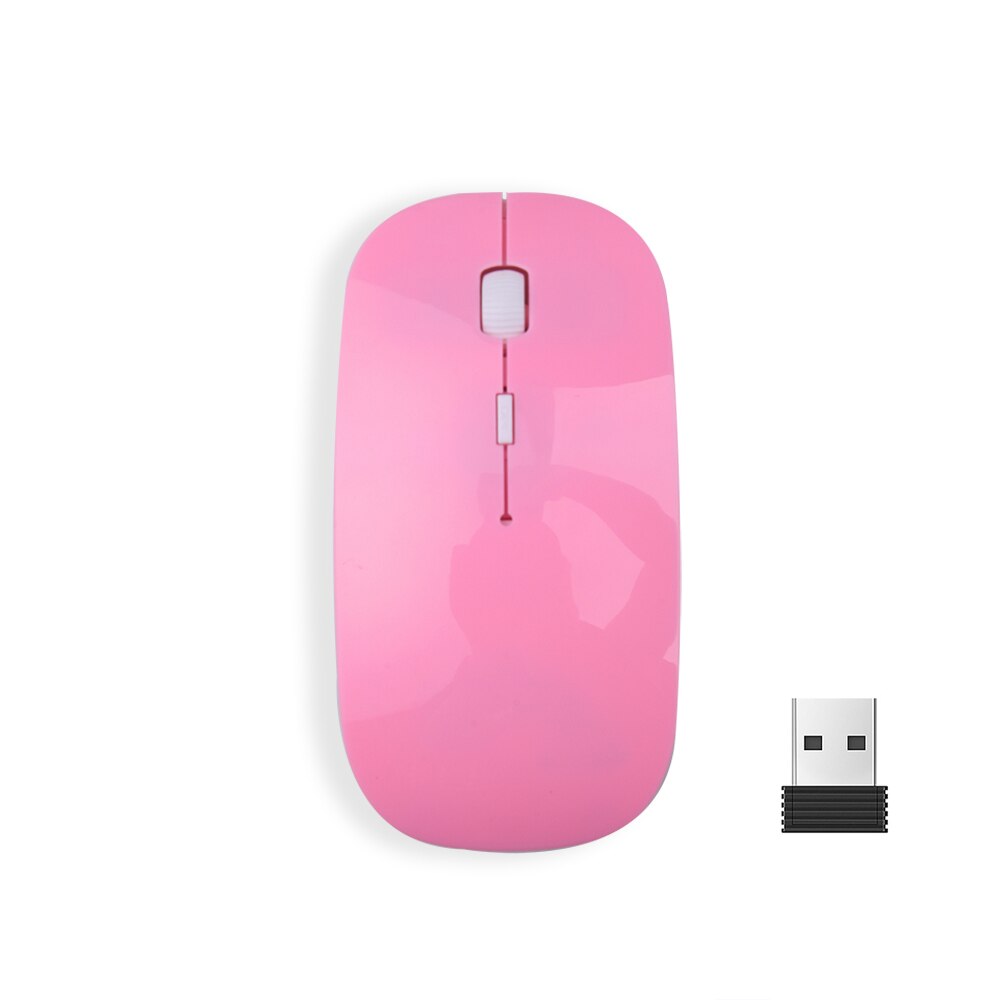 Kebidumei Ultra 2.4G Dunne USB Optische Draadloze Muis Ontvanger Snoep Kleur Super Slanke Muis Draadloze voor Computer PC laptop: Pink