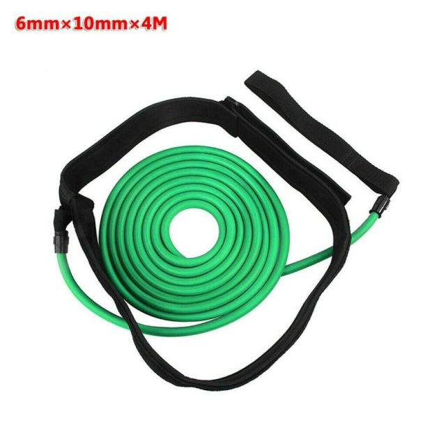 Adjustable Swim Training Resistance Elastic Belt Swimming Exerciser Natural latex Safety Rope Latex Tubes: Green-4m