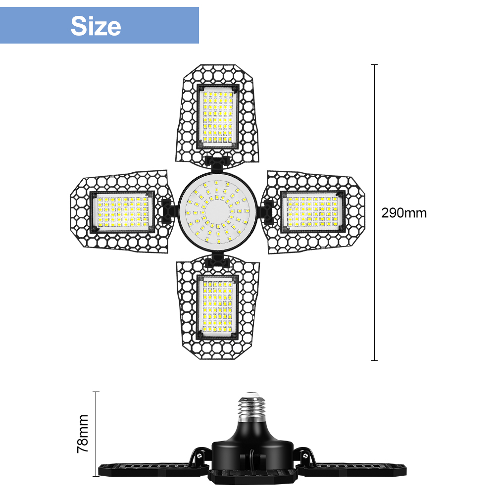 200w led-garagepærer  e27 foldbar deformationslampe  e26 hjemmelager/værksted/kælderbelysning kold/varm hvid 100w 150w